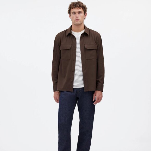 Madewell Easy Long-Sleeve Shirt • size medium • NWT • NR744 • Dark Brown - Picture 2 of 13